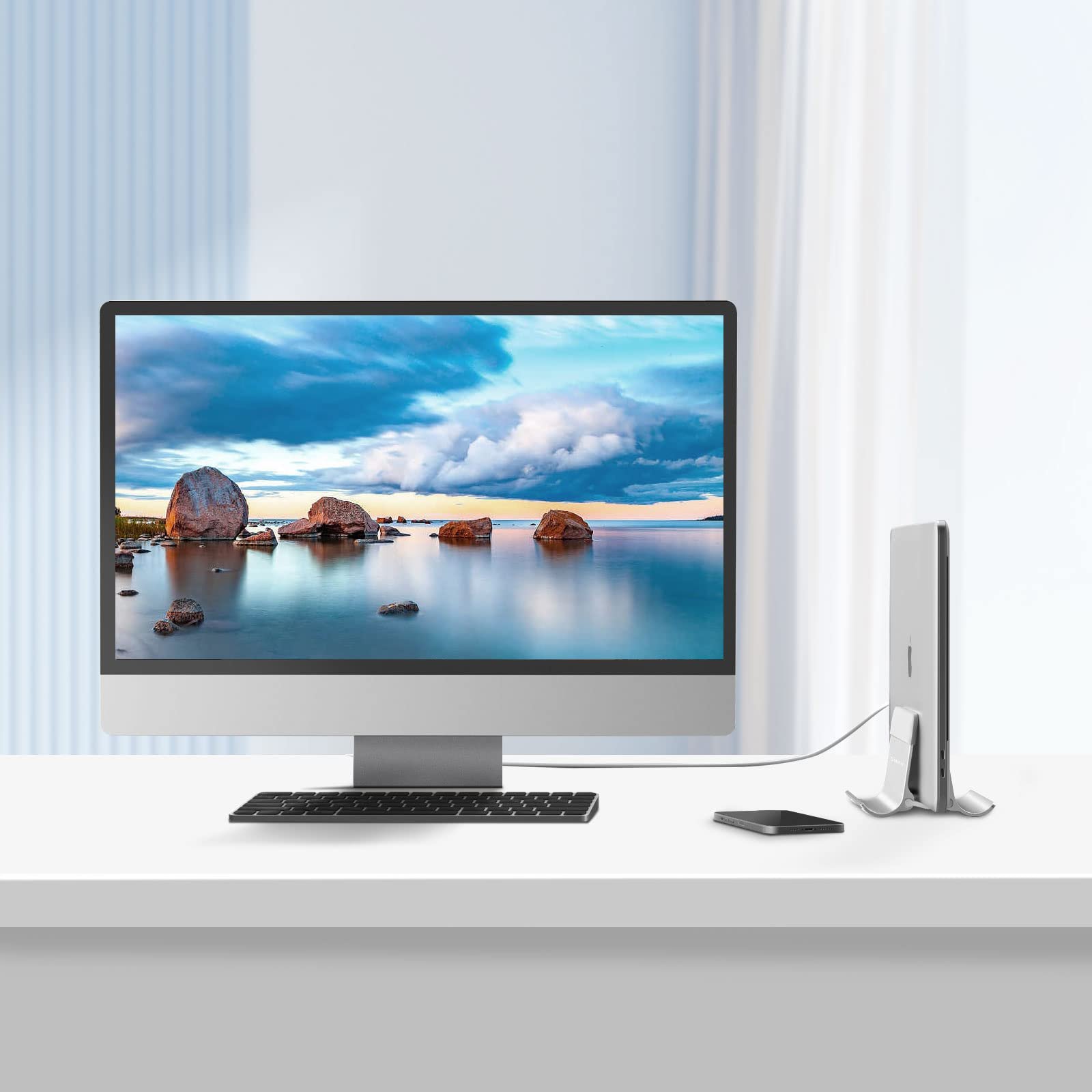 Вертикальная Подставка ORICO, Регулируемый Держатель для Ноутбука, Алюминиевая Подставка для Ноутбука, Экономия Места для MacBook/Surface/Dell/Игровых Ноутбуков Серебристый, фото №7