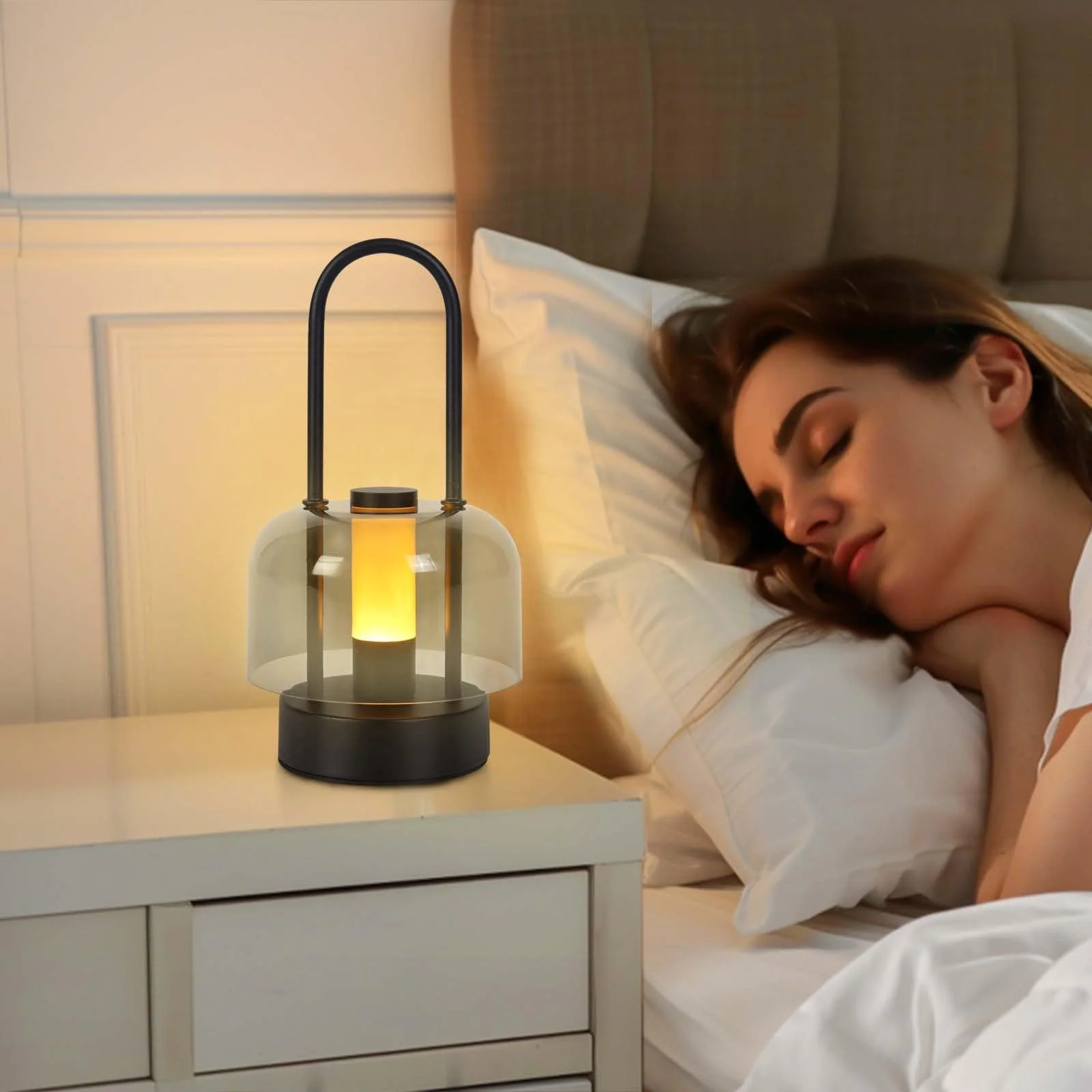 Настільна лампа LED бездротова на акумуляторі сенсорна димована USB Чорна, фото №6