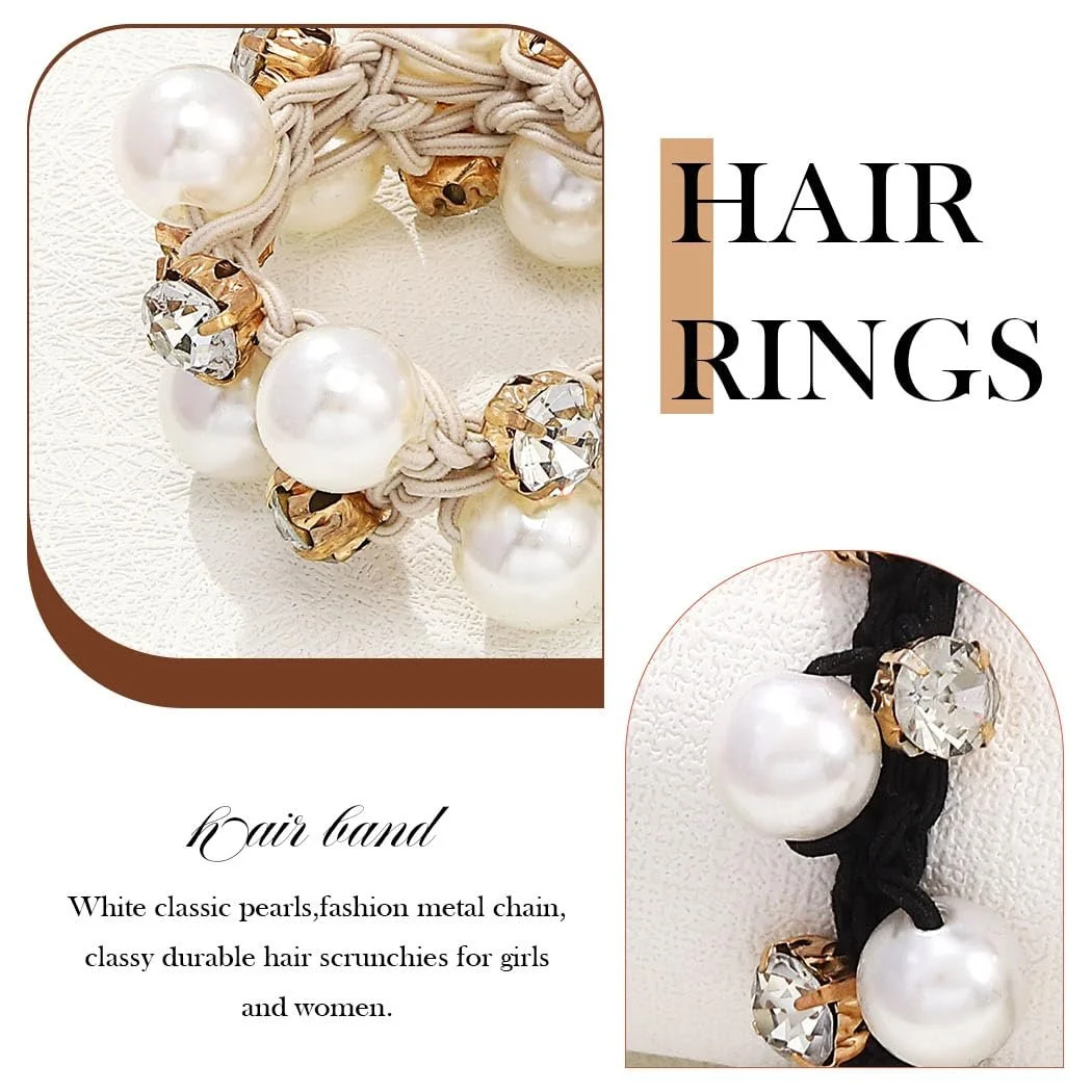 Резинка для волосся Yean з еластичними чорними намистинами, кристалами, набір 3 шт (A), фото №6