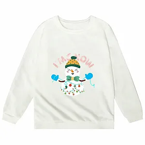 Пуловер для девочек с рождественским принтом, круглым вырезом и длинными рукавами. Повседневная толстовка с капюшоном synthetic.ua - Фото 1