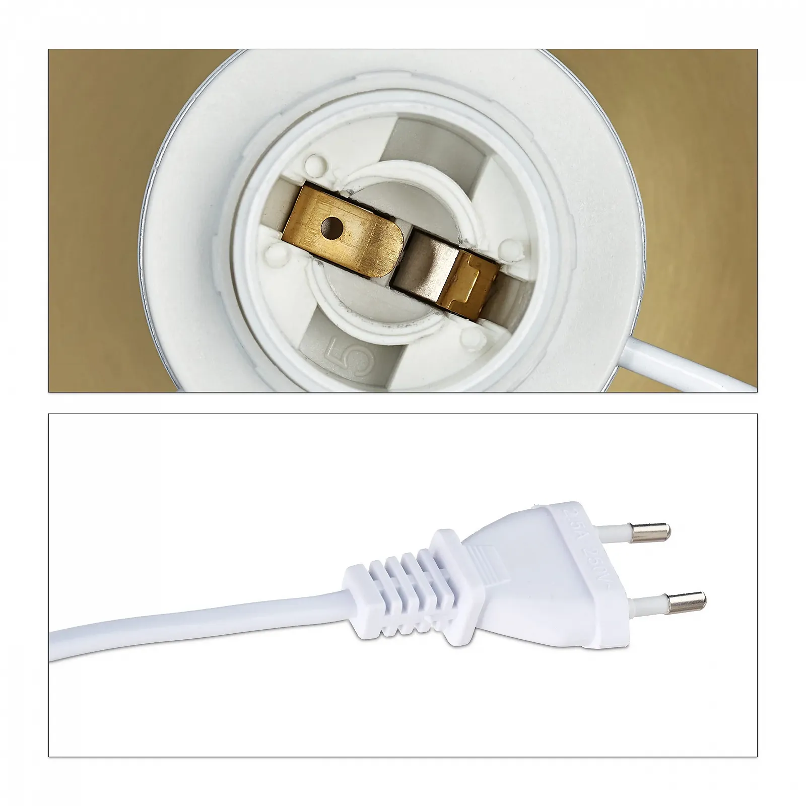 Настільна лампа Relaxdays Modern Touch 34 x 18 см E14 з тканинним абажуром Золота/Темно-зелена, фото №8