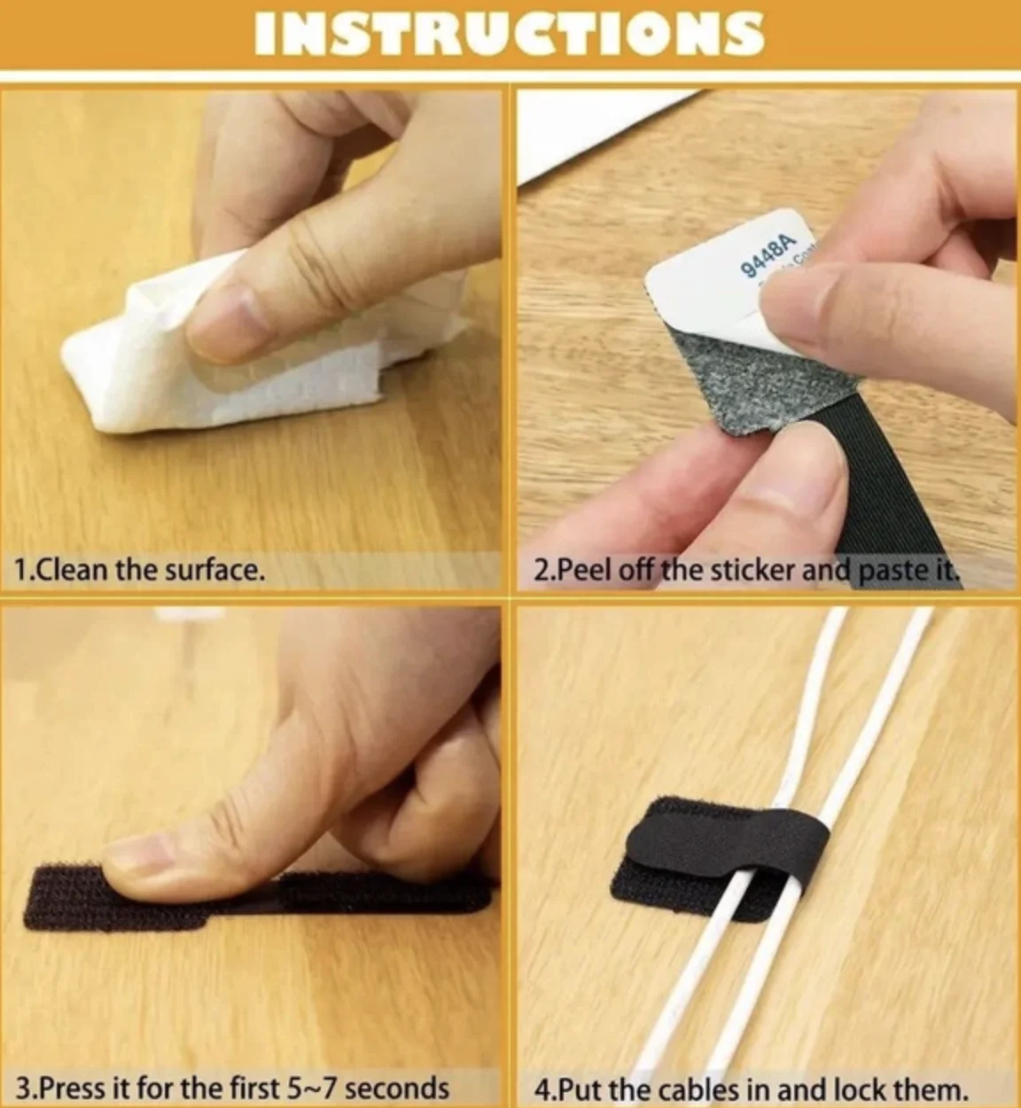 Тримач-стяжка для проводів липучка органайзер кабелю багаторазовий 15 шт Білий, фото №6