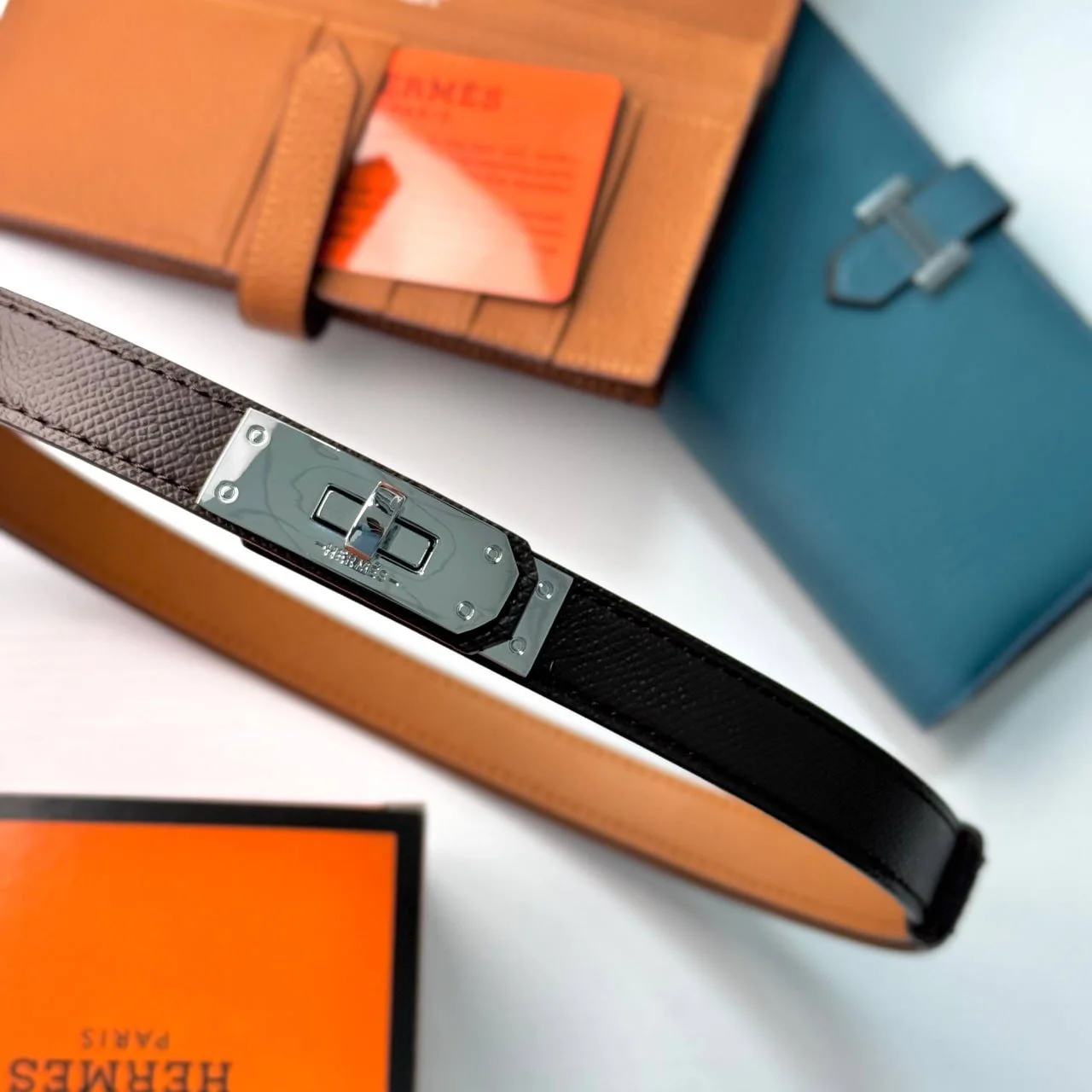 Жіночий шкіряний ремінь темно коричневого кольору Hermes Гермес, фото №4