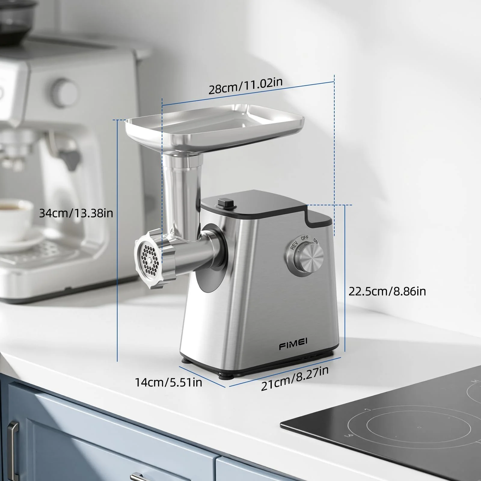 Электрическая мясорубка FIMEI 4-in-1 500 Вт (max 2800 Вт) нержавеющая сталь, фото №7