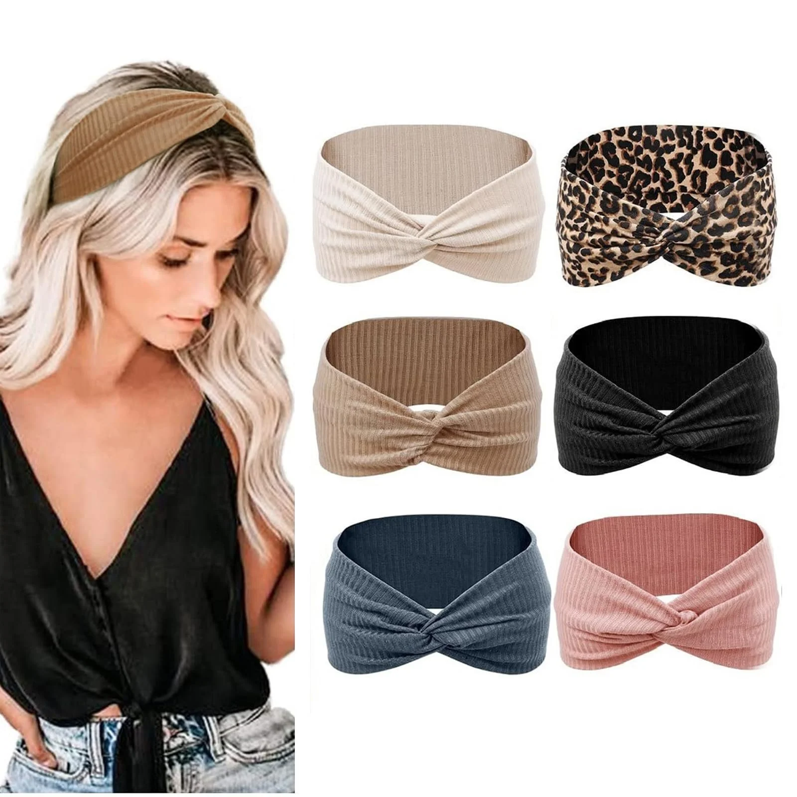 Пов'язка на голову Трикотажна Жіноча Набір з 6 штук, фото №1