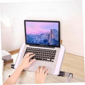 Регулируемая по высоте подставка для ноутбука из алюминия, эргономичная, белая для использования ноутбука и планшета, универсальная, регулируемая и стабильная synthetic.ua - Фото 1