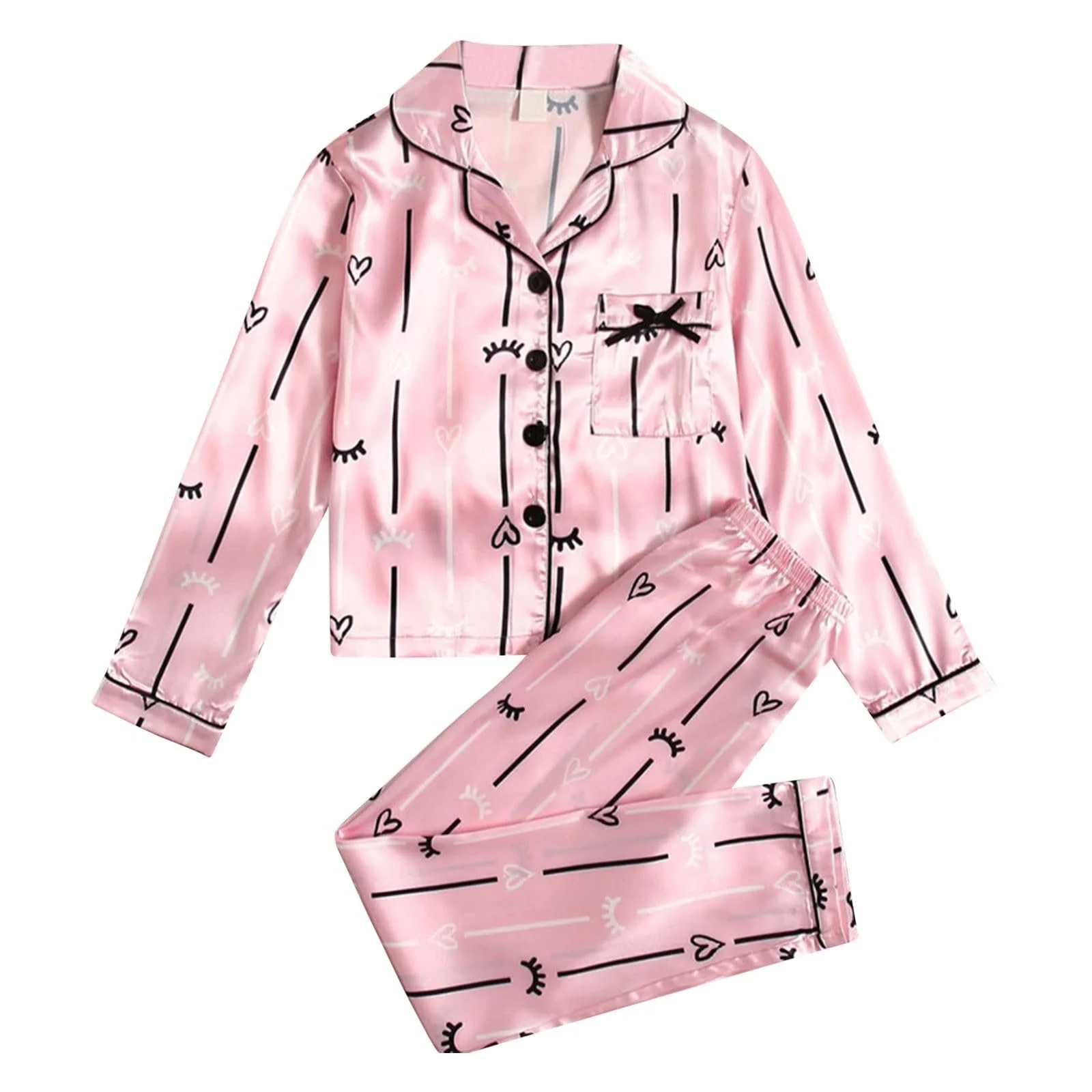 Пижама Детская Мягкая С принтом Комплект с длинным рукавом (Топ и Штаны) Свободная Хлопковая Унисекс, фото №1