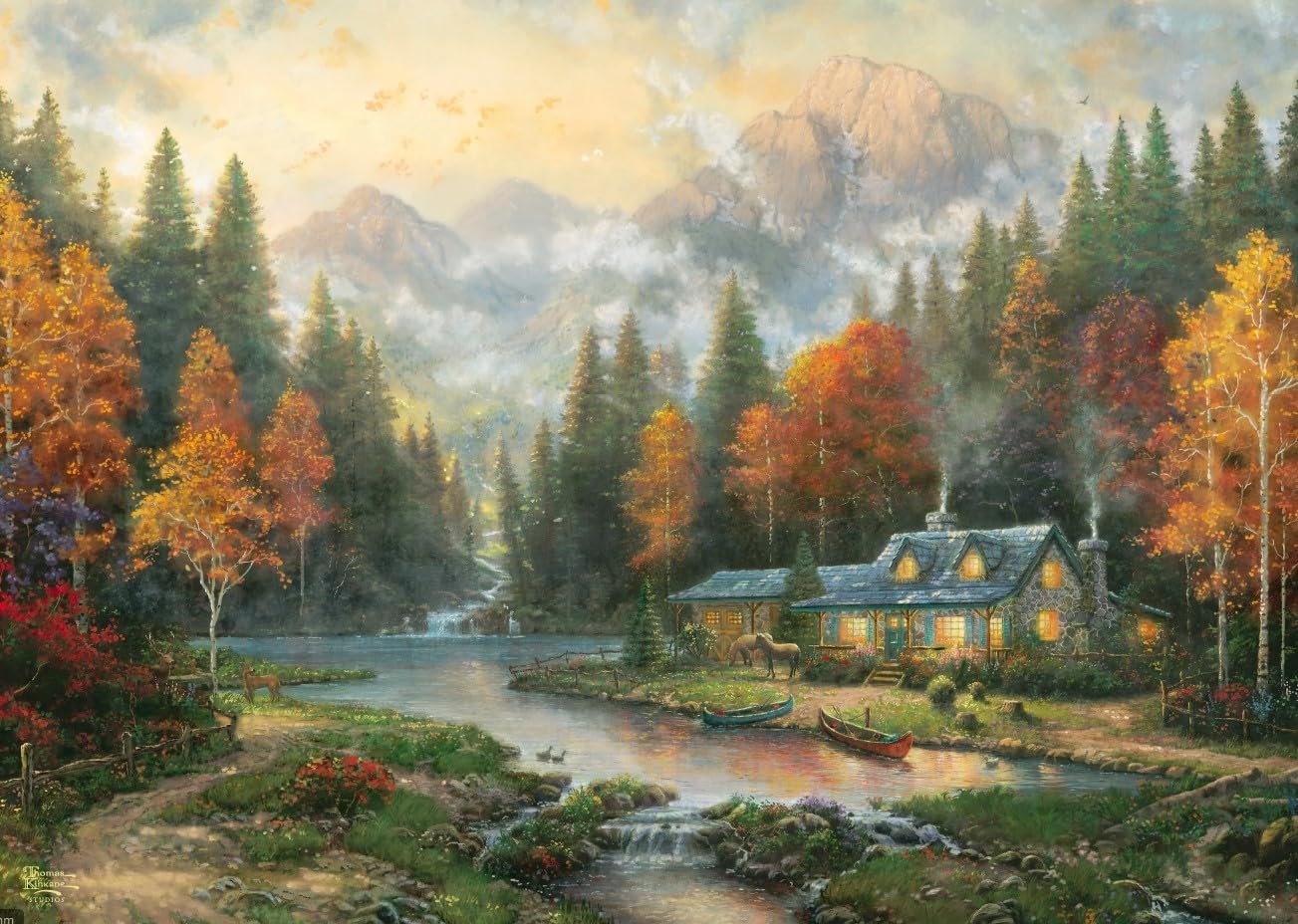 Пазл Schmidt Spiele Thomas Kinkade 58784 Autumn Evening by the Lake 1000 деталей, фото №4 Пазл Schmidt Spiele Thomas Kinkade 58784 Autumn Evening by the Lake 1000 деталей, фото №4