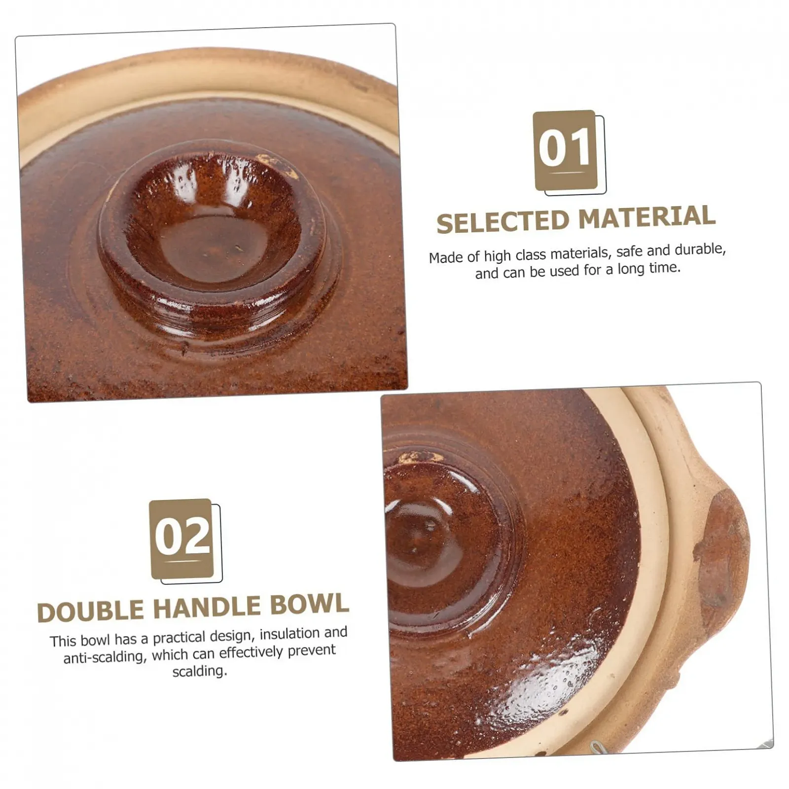 Керамическая кастрюля-казан с толстой ручкой для супов и риса энергосберегающая, фото №5