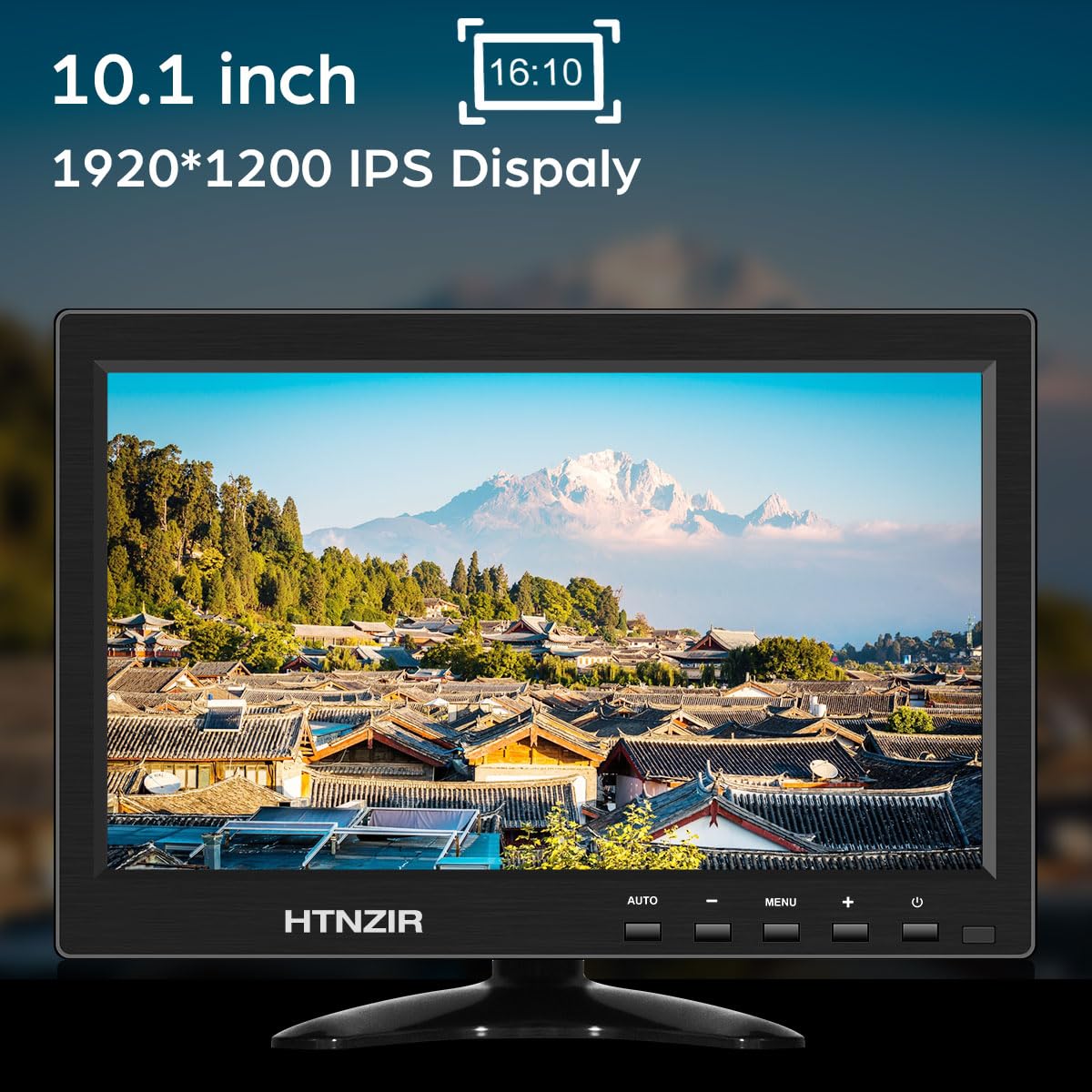 Монітор HTNZIR 10.1 дюймів 1920 x 1200 IPS з пультом з вбудованими динаміками HDMI VGA BNC USB для CCTV PC Raspberry Pi, фото №2
