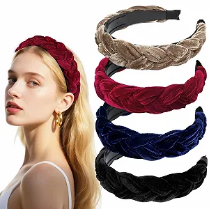 Обруч для волосся плетений Жіночий оксамитовий 4 шт - Фото 1