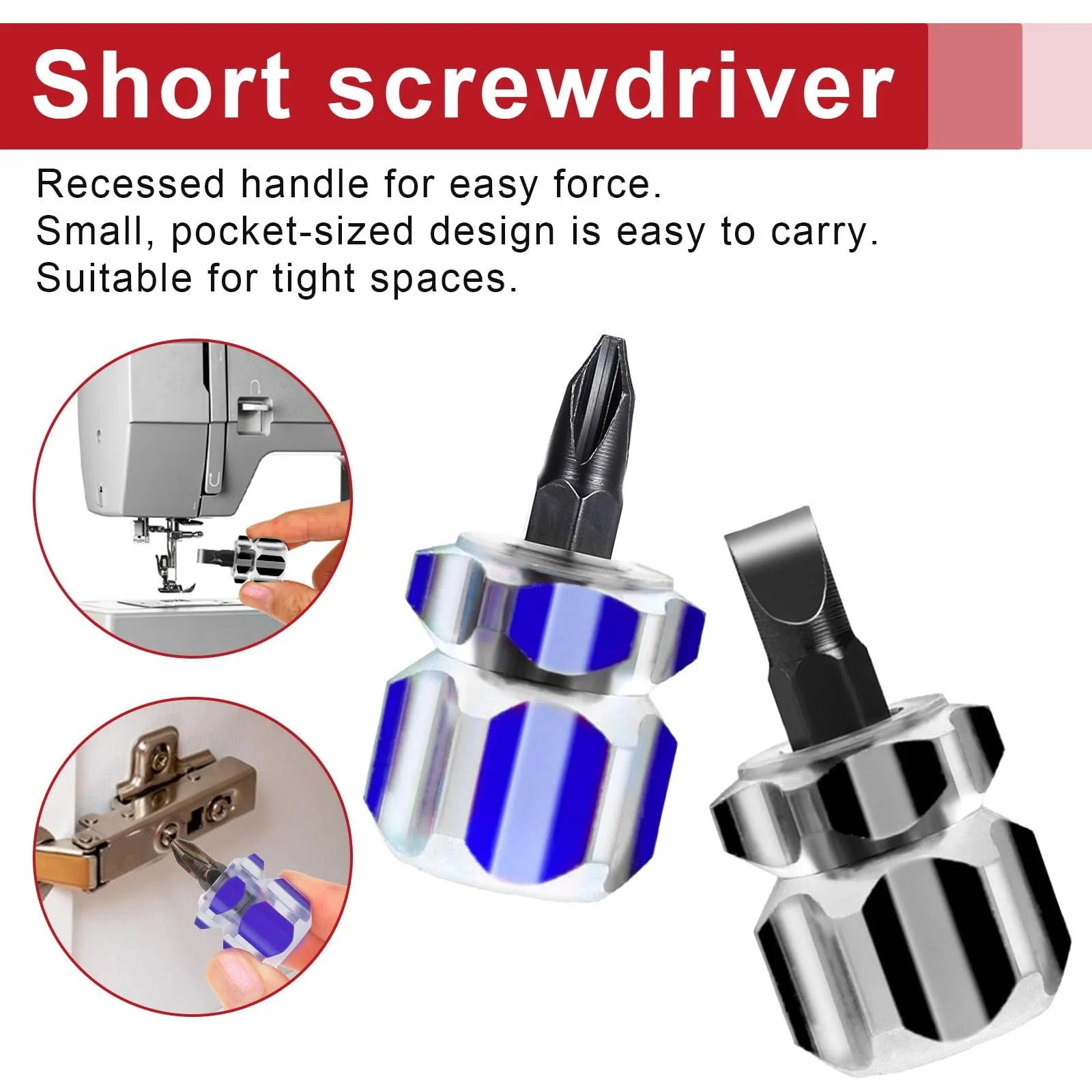 Набір коротких викруток Mabor міні 0,6 см шліц та Phillips 4 шт чорно-синій, фото №6