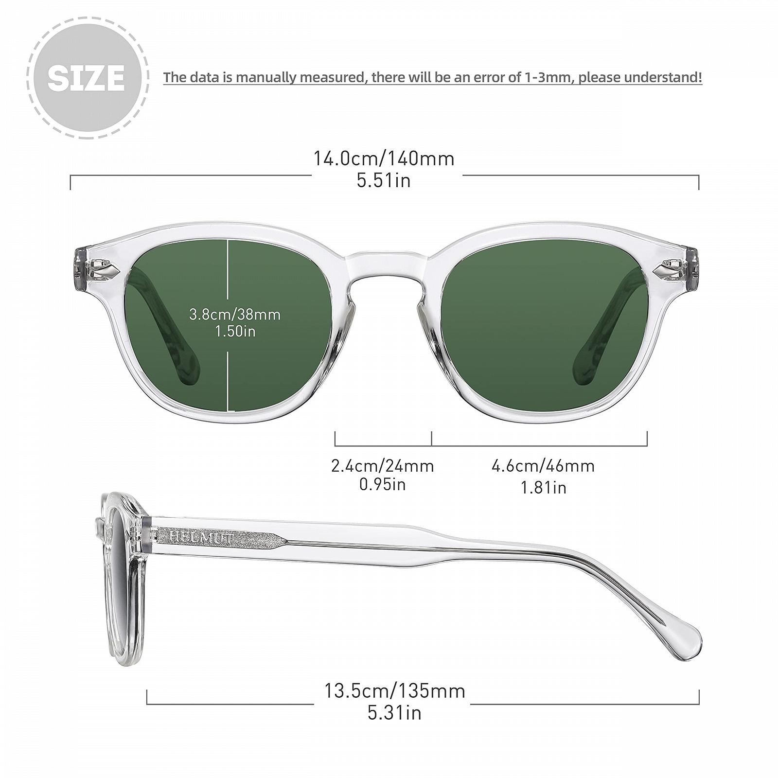 Сонцезахисні окуляри Panto Круглі Вінтажні Поляризовані лінзи H HELMUT JUST Johnny Depp Style Легкі TR90 оправа Ацетатні дужки, фото №3