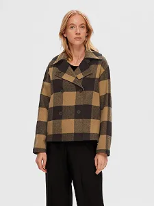 Пальто Selected Femme Женское в клетку synthetic.ua - Фото 1