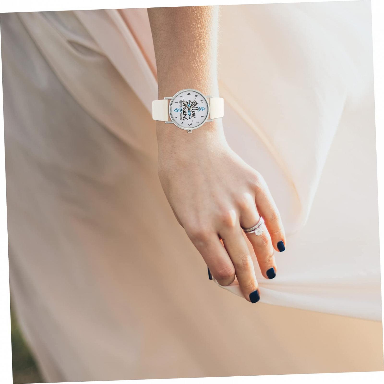 Женские Часы Healvian 1 Set с Кожаным Ремешком Белые с Дизайнерским Стилем для Досуга и Особых Событий, Белый, фото №7