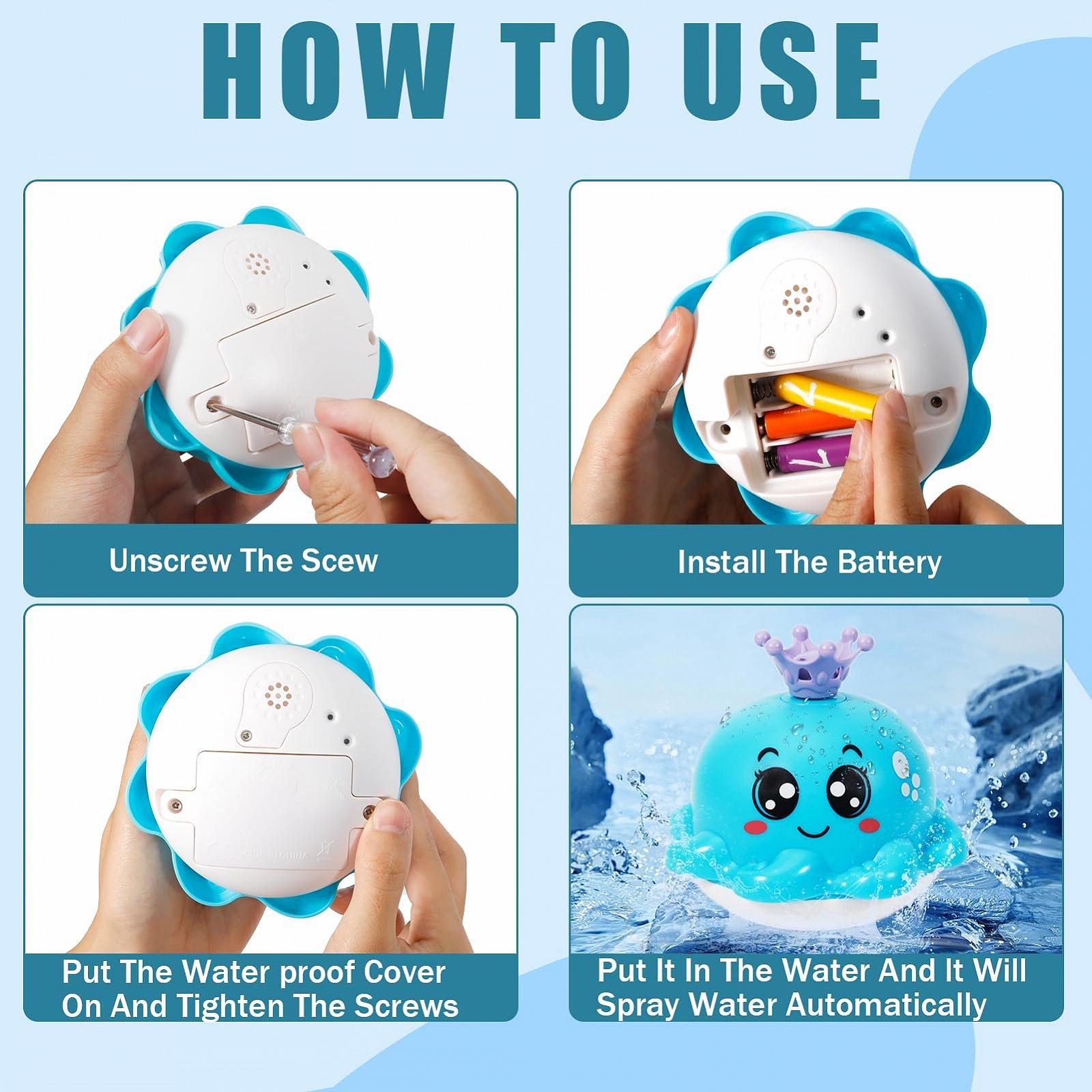 Іграшка для ванни Восьминіг з розпилювачем води з підсвічуванням, фото №4