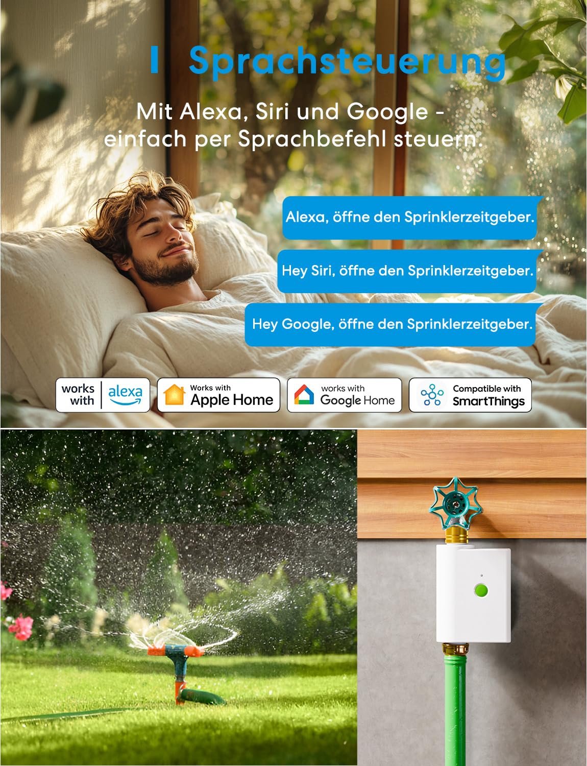 Контролер, таймер поливу Meross WiFi MSH450/MSH400 Моніторинг споживання води HomeKit Alexa Google Home, фото №7