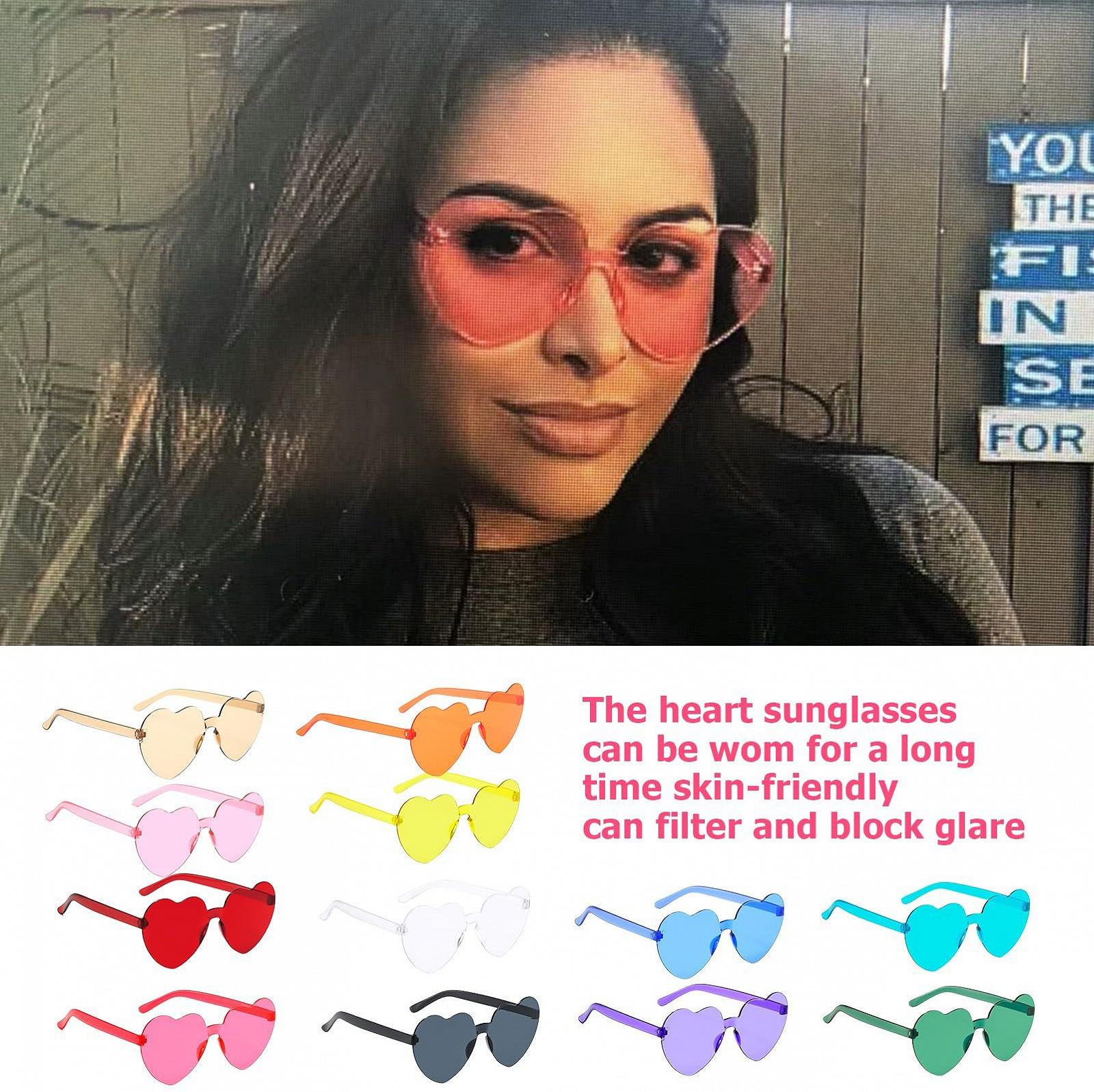Солнцезащитные очки WEGREAT Сердце для женщин: 24 пары прозрачных безрамочных, фото №4