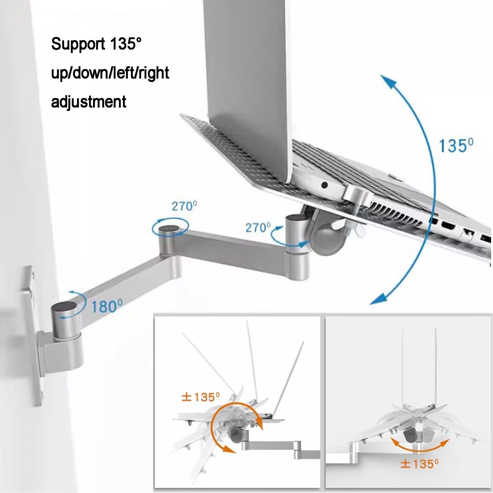 Регульована підставка для ноутбука з вентильованим охолодженням, підставкою для миші та багатокутною обертанням, фото №2