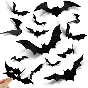 Наклейки на стіну Декор на Хелловін Набір 120 шт. 3D Кажани 4 розміри - Фото 1