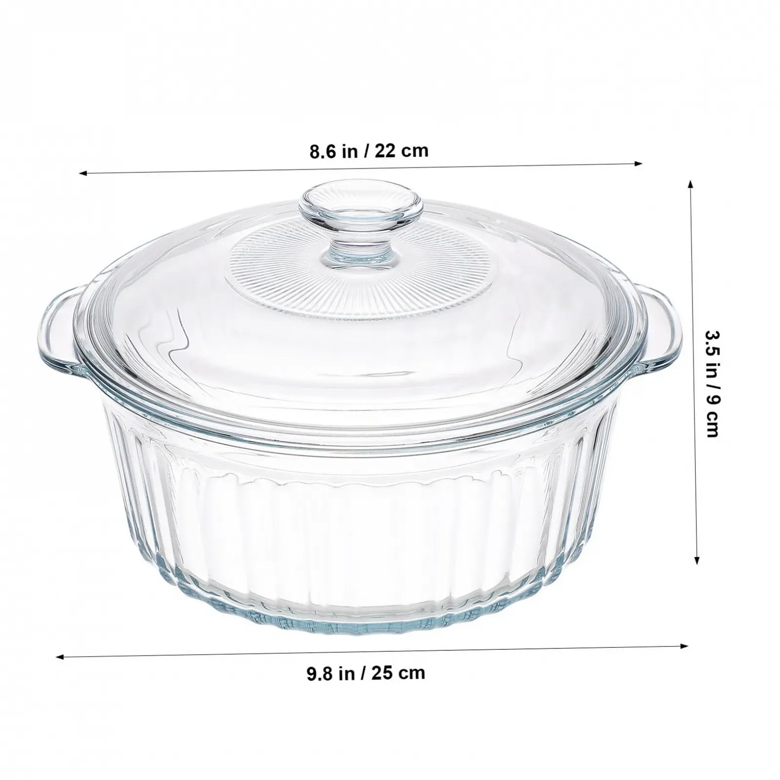 Скляна форма для запікання кругла з кришкою глибока для духовки, фото №4 Скляна форма для запікання кругла з кришкою глибока для духовки, фото №4