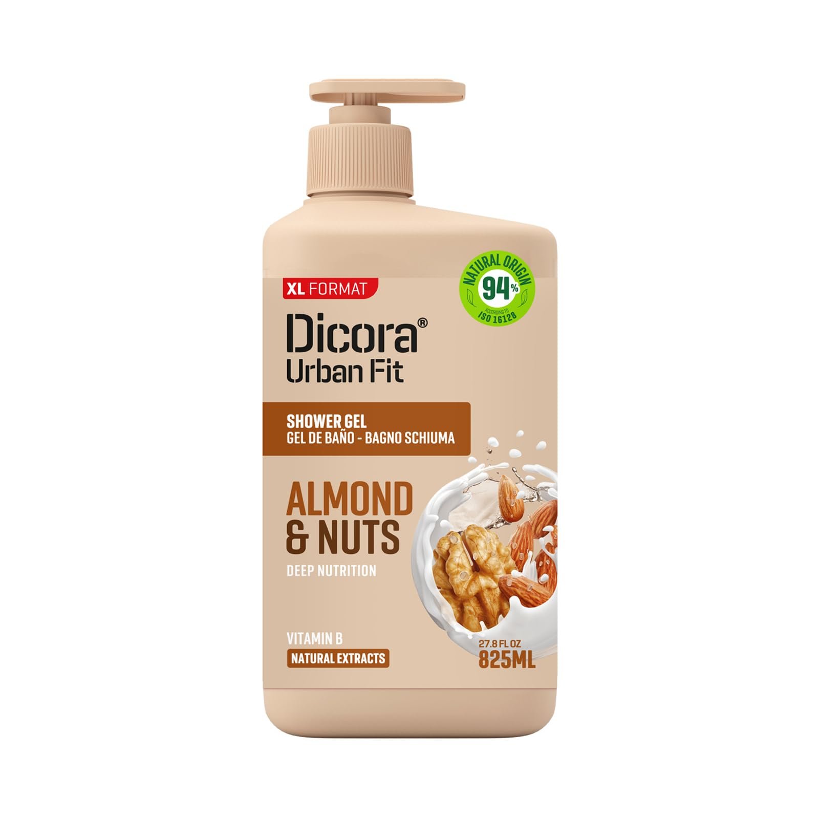 Гель для душа Dicora Urban Fit Vitamin B, Almonds & Nuts питательный и увлажняющий 825 мл, фото №1