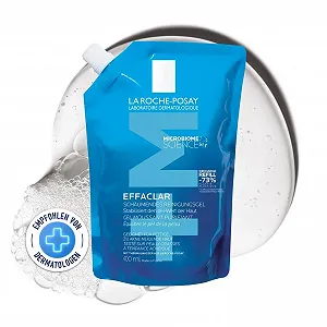 Гель для умывания La Roche Posay Effaclar для проблемной жирной кожи, успокаивает и удаляет излишек себума, без спирта, с цинком и филобиомой, сменный блок, 400 мл - Фото 1