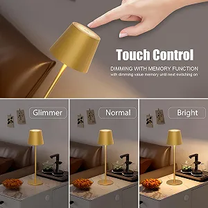 Настільна лампа Klighten LED акумуляторна алюмінієва IP54 сенсорна безступінчасте димування USB-C Золотистий synthetic.ua - Фото 1