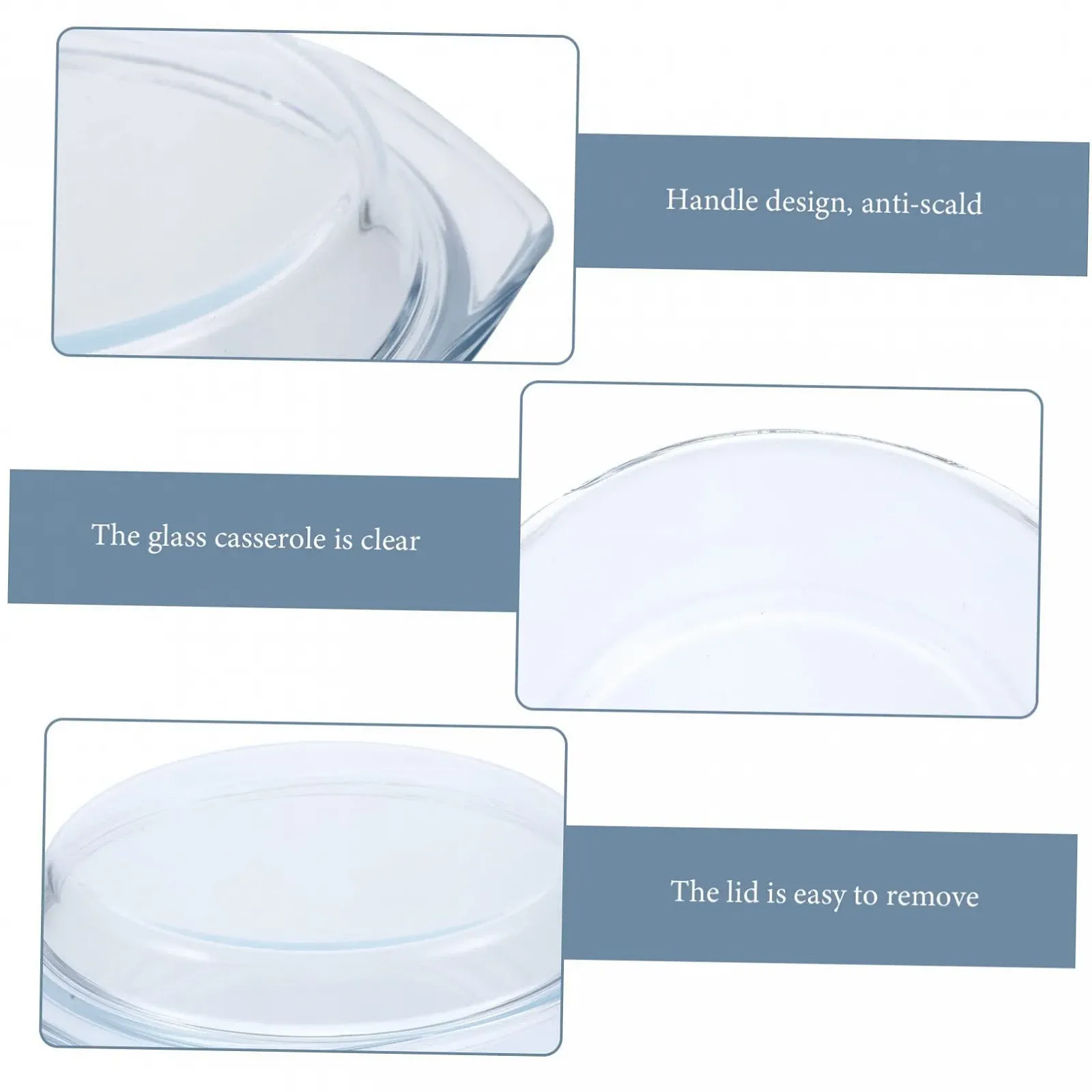 Форма для запекания стеклянная INOOMP с плоской крышкой, термостойкая, с ручками, фото №8