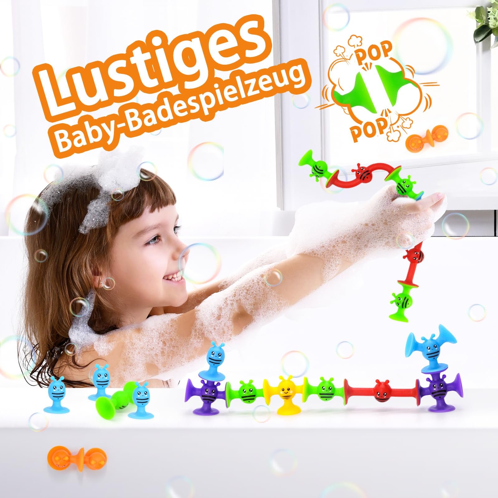 Игрушки на присосках ECHOCUBE 28 штук Силиконовые для ванны Сенсорна, фото №2