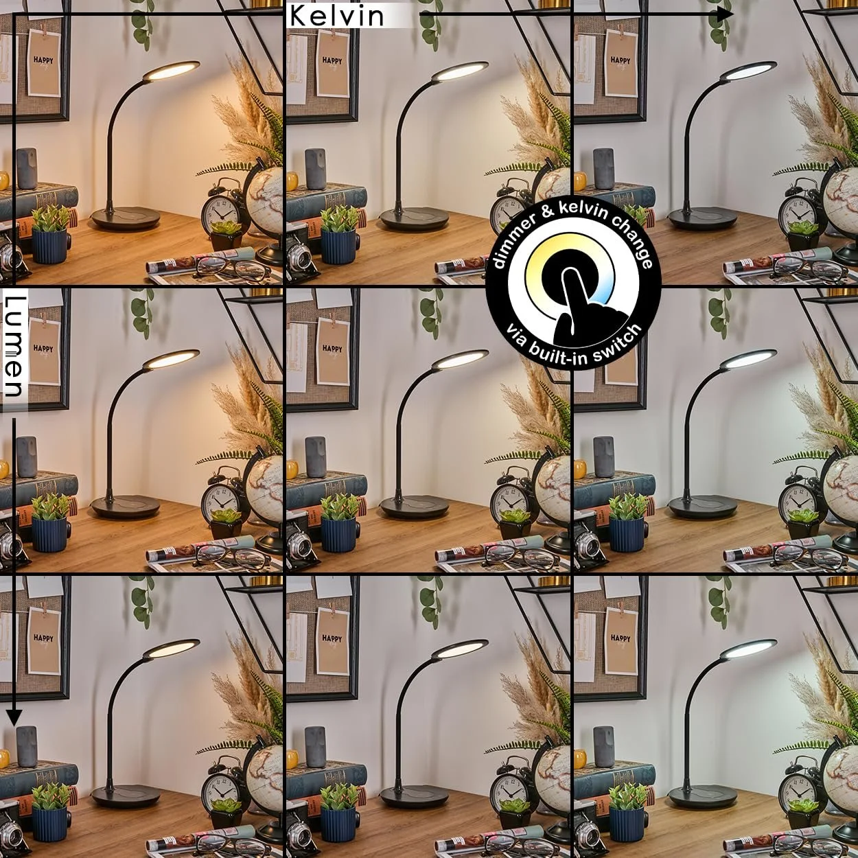 Настільна лампа HOFSTEIN Buktrup LED Пластикова Діммована Чорна/Біла 47 см, фото №3