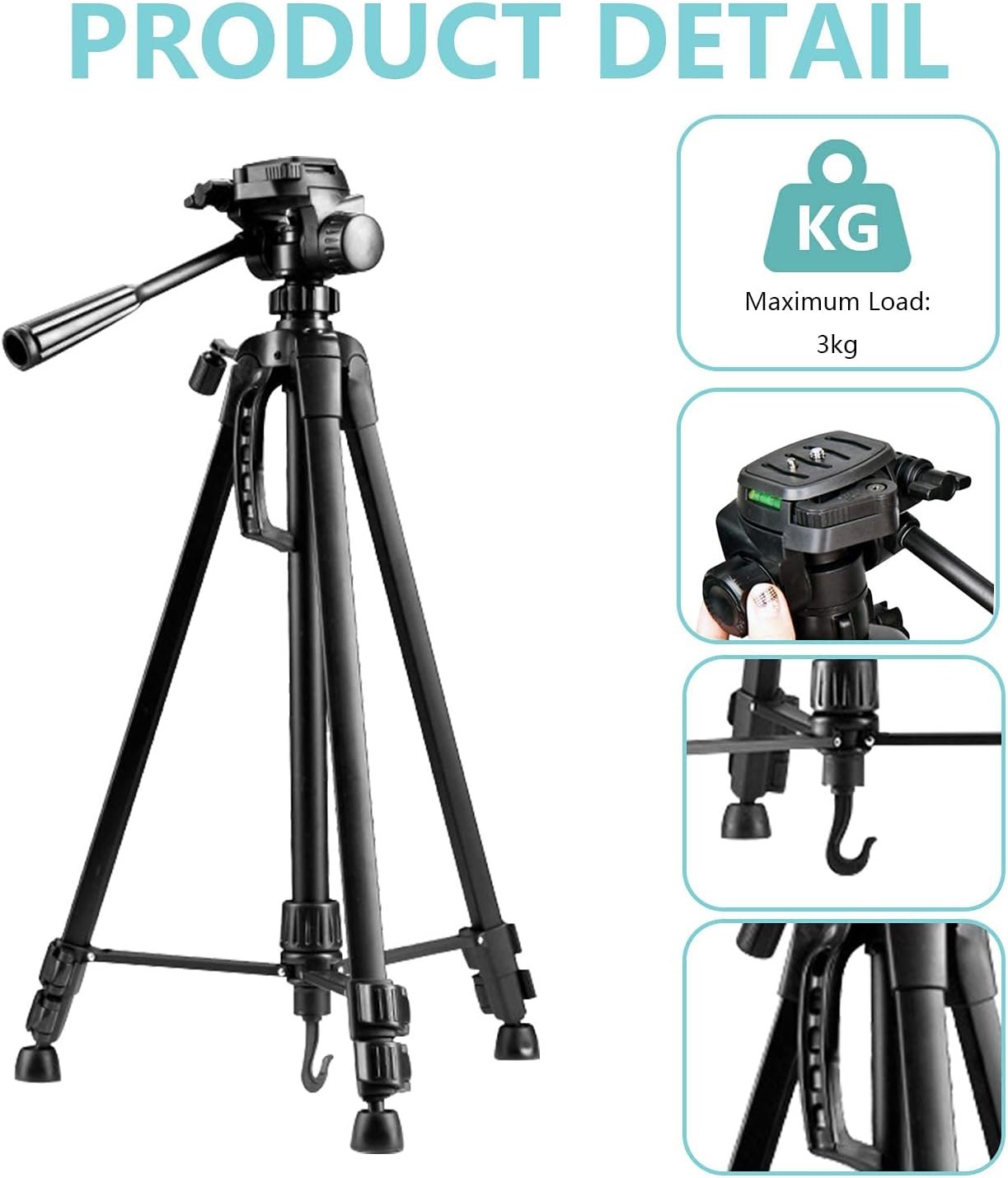 Штатив для камеры EVERESTA 55" Черный, фото №4