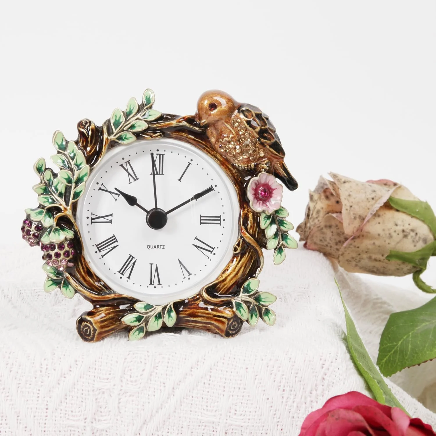 Настольные часы thewense Цветочные Декоративные Античное золото, фото №5