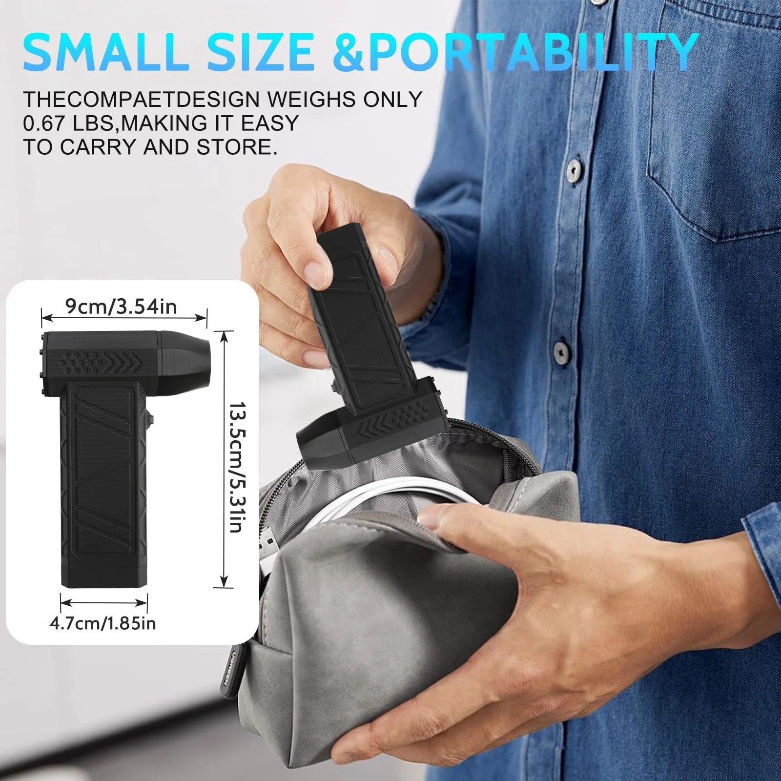 Електрична міні-повітродувка Felenny 130 000 об/хв 3 швидкості портативна, фото №5 Електрична міні-повітродувка Felenny 130 000 об/хв 3 швидкості портативна, фото №5