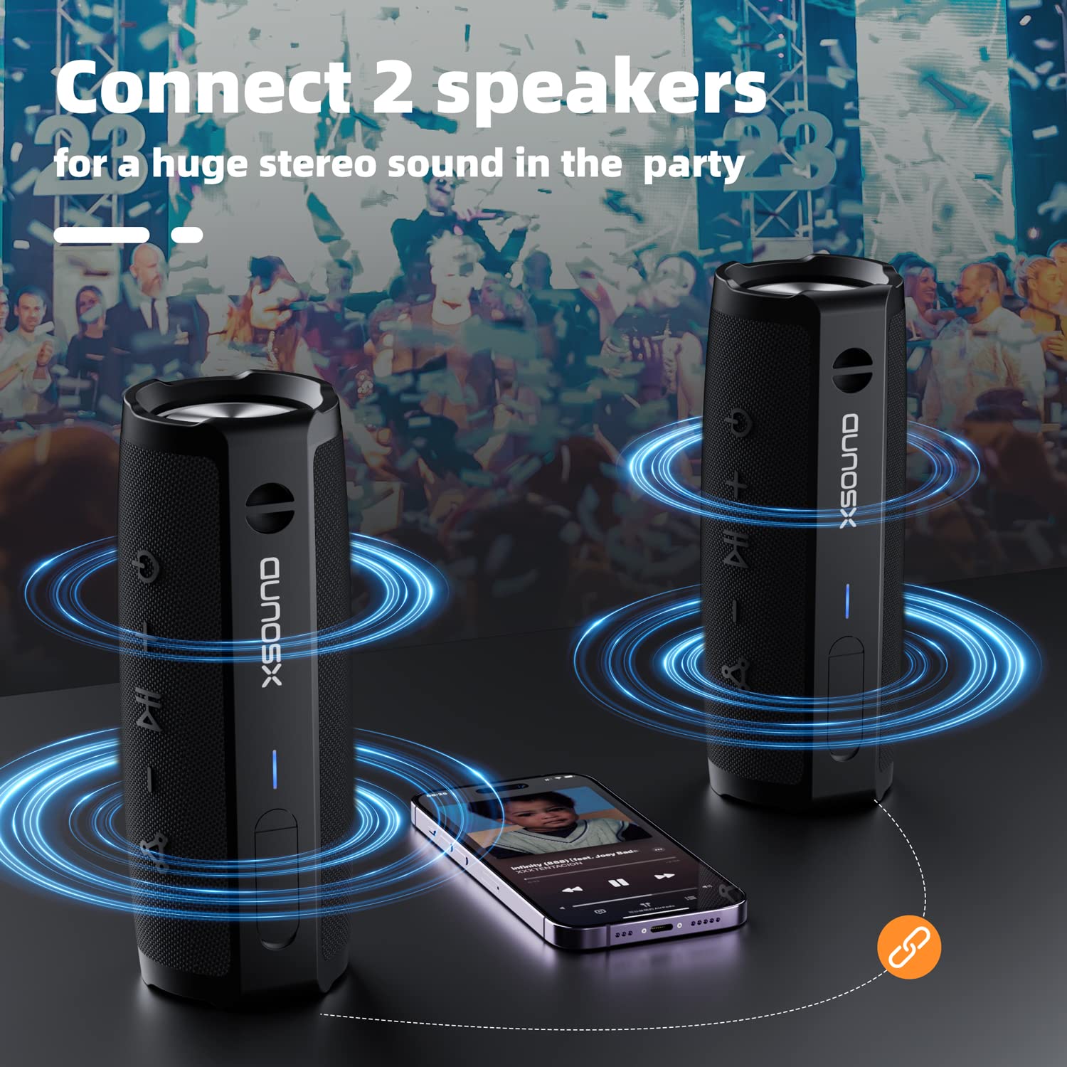 Колонка XSOUND FunPlay Pro Bluetooth Беспроводная Водонепроницаемая 30W с Сабвуфером 20 часов воспроизведения IPX7 Тип-C Быстрая зарядка, фото №6