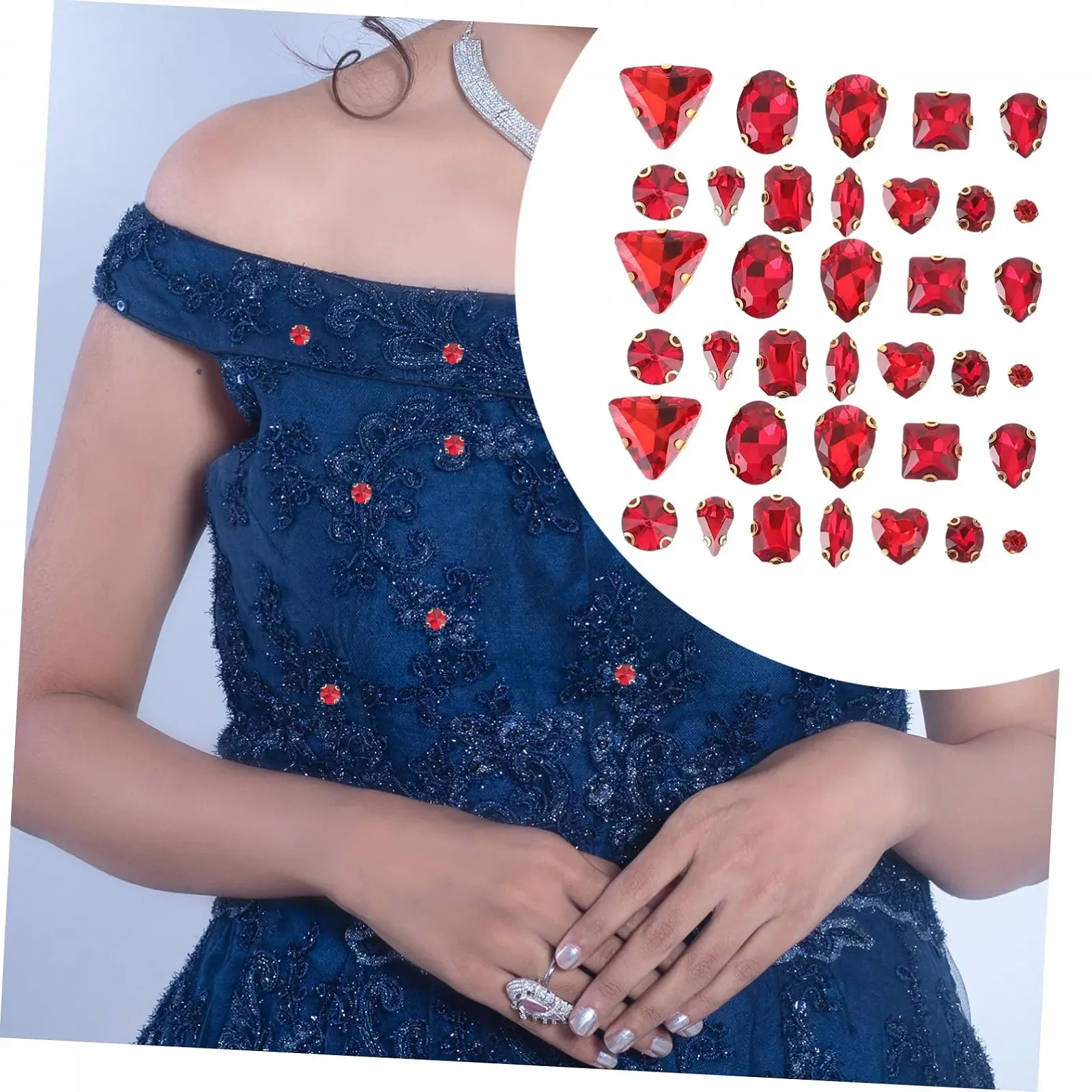 Набор страз разных форм 130 шт, Плоские стразы, фото №9