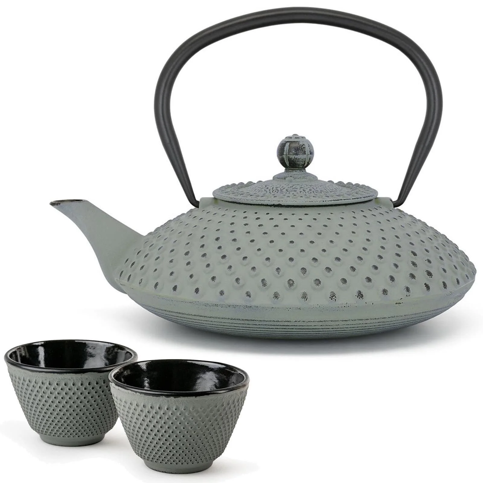 Чайник-заварник Bredemeijer Asia Flat Чавунний Зелений, 1,25 літра, з 2 чайними чашками та фільтром для чаю, фото №1