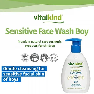 Гель для умывания Vitalkind Sensitive для мальчиков премиальный натуральный уход для детей. Гель для чувствительной кожи лица для нежного очищения чувствительной кожи лица synthetic.ua - Фото 1