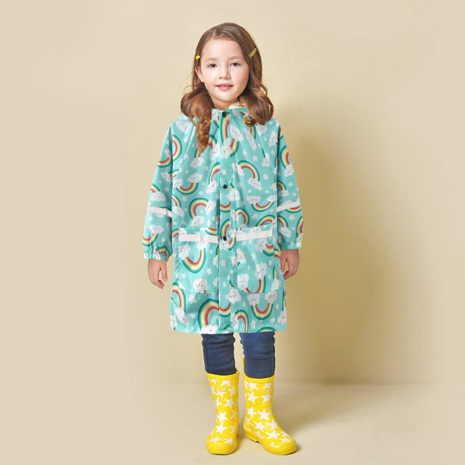 Дитяче дощове пончо EQWIGKEIT Легкое с капюшоном Дождевая одежда для мальчиков и девочек Дождевик Велосипедный дождевой плащ Унисекс Водонепроницаемая дождевая куртка Дышащее дождевое пончо, фото №2