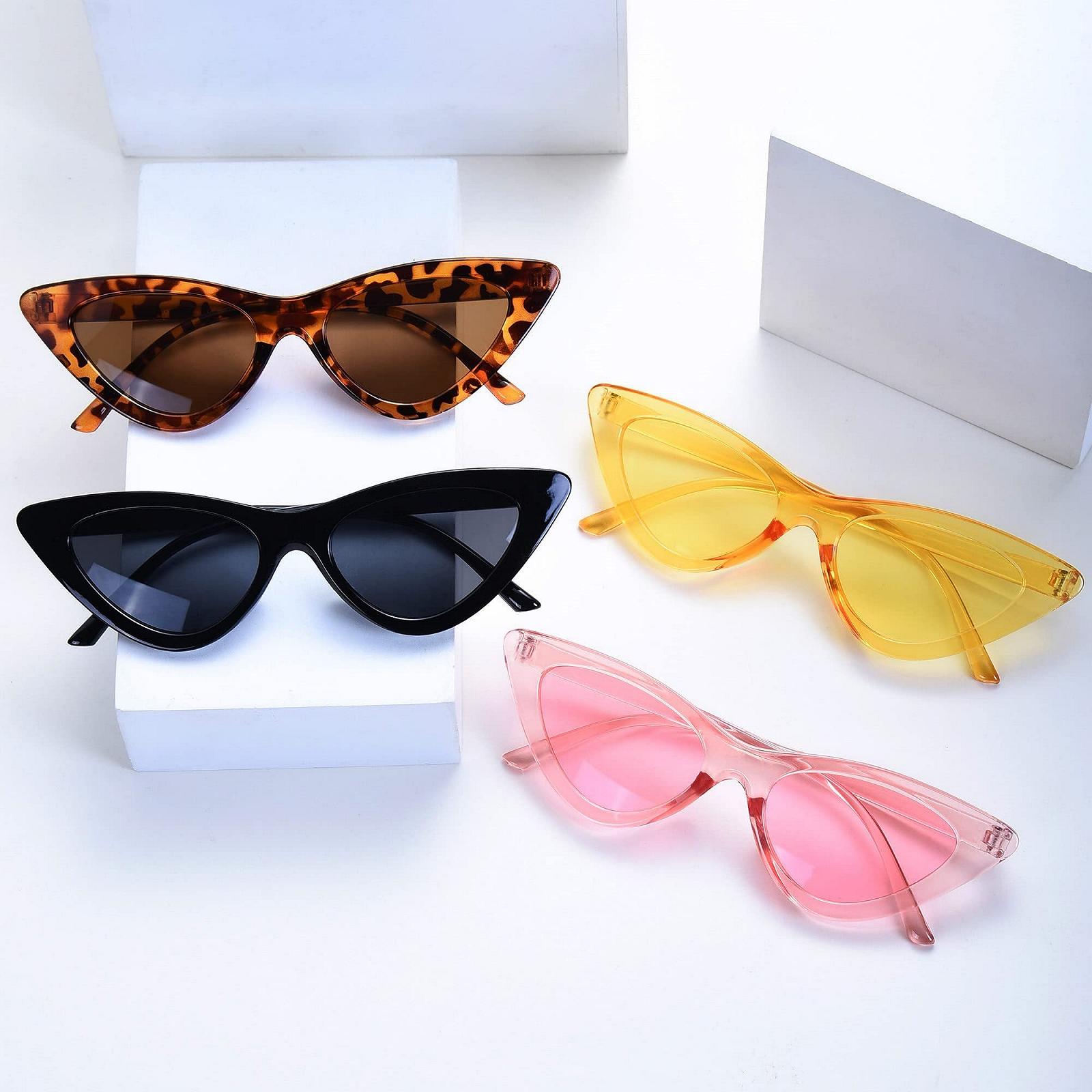 Солнцезащитные Очки Кошачий Глаз Unning Набор 4 Штуки Женские, Винтажные Солнцезащитные Очки Кошачий Глаз, Неоновые Забавные Очки для Женщин, фото №3