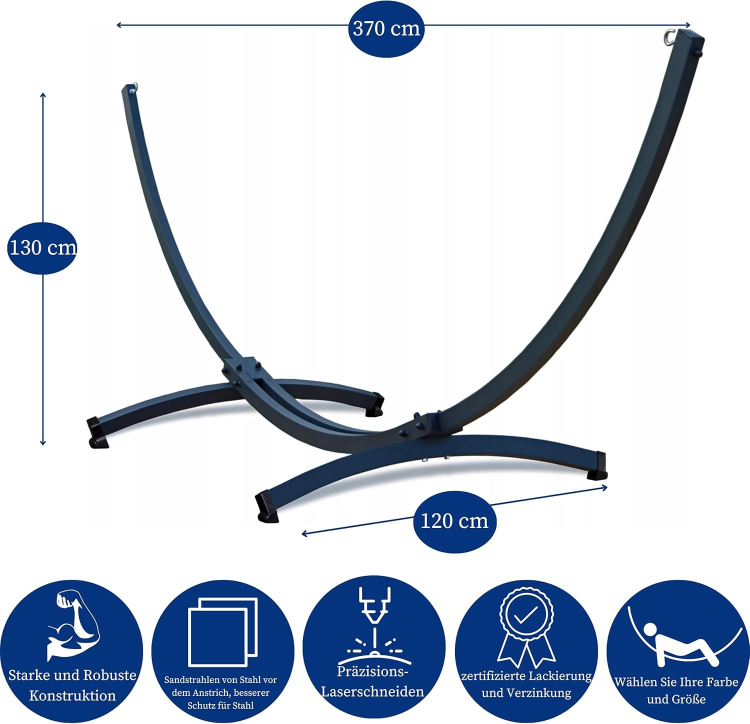 Гамак Potenza с рамой Tytan для 2 человек, 100% хлопок, Medellin Double, 230 x 160 см, 200 кг, Рама 350 кг, Coffee, фото №2
