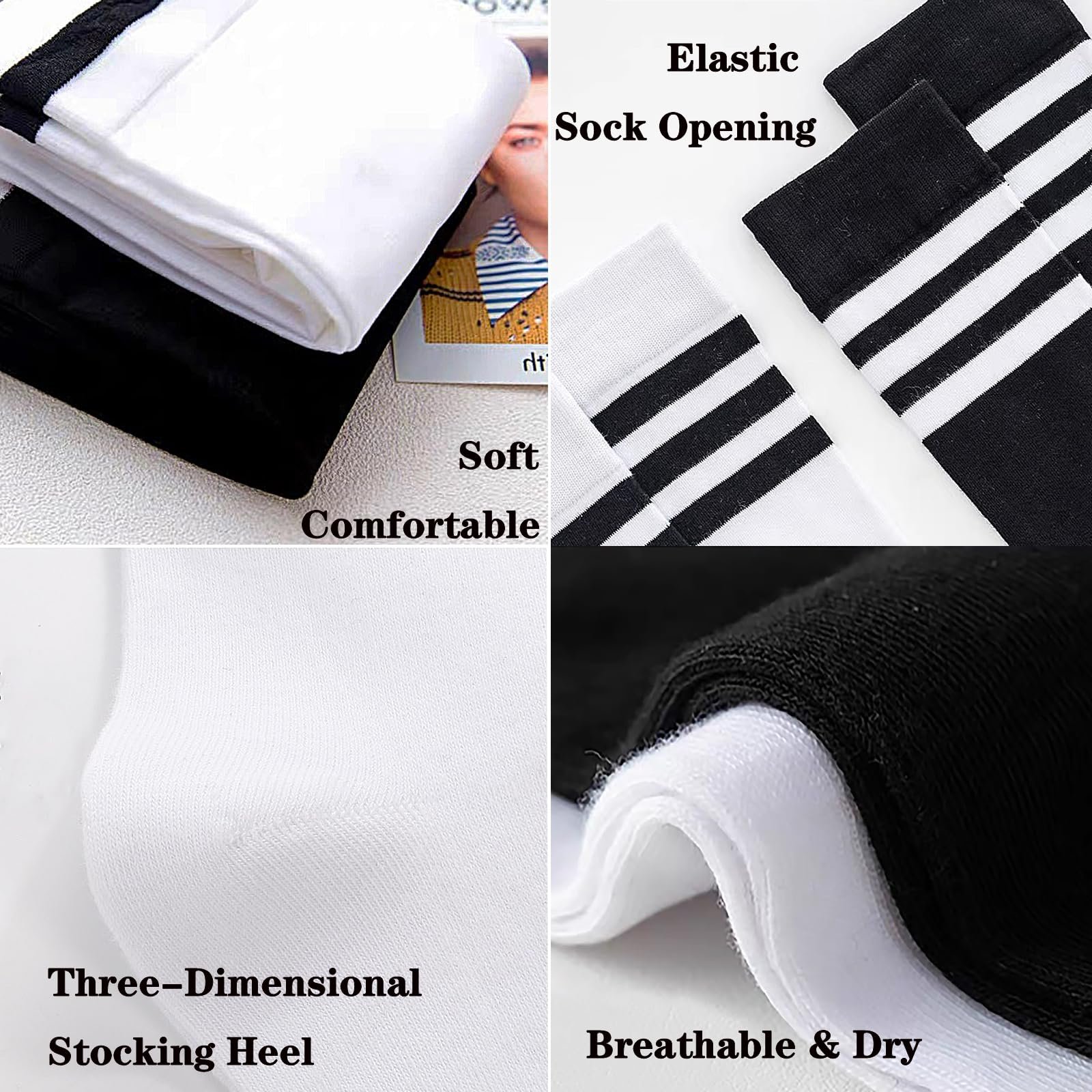 Гетры KEYRI 2 пары, гетры до икр, чулки, носки до середины ног, 3 полосатые длинные носки, One Size, модные и универсальные, фото №3