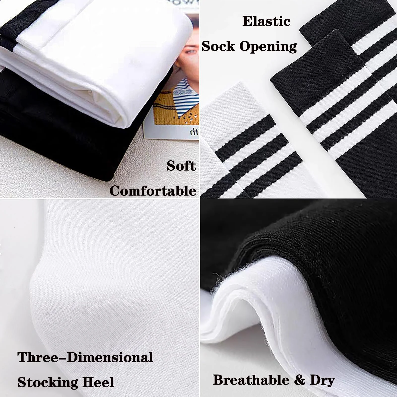 Гетры KEYRI 2 пары, гетры до икр, чулки, носки до середины ног, 3 полосатые длинные носки, One Size, модные и универсальные, фото №3