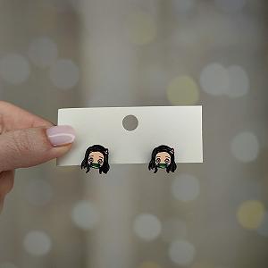 Сережки Незуко Камадо Клинок рассекающий демонов Истребитель Demon Slayer - Фото 1