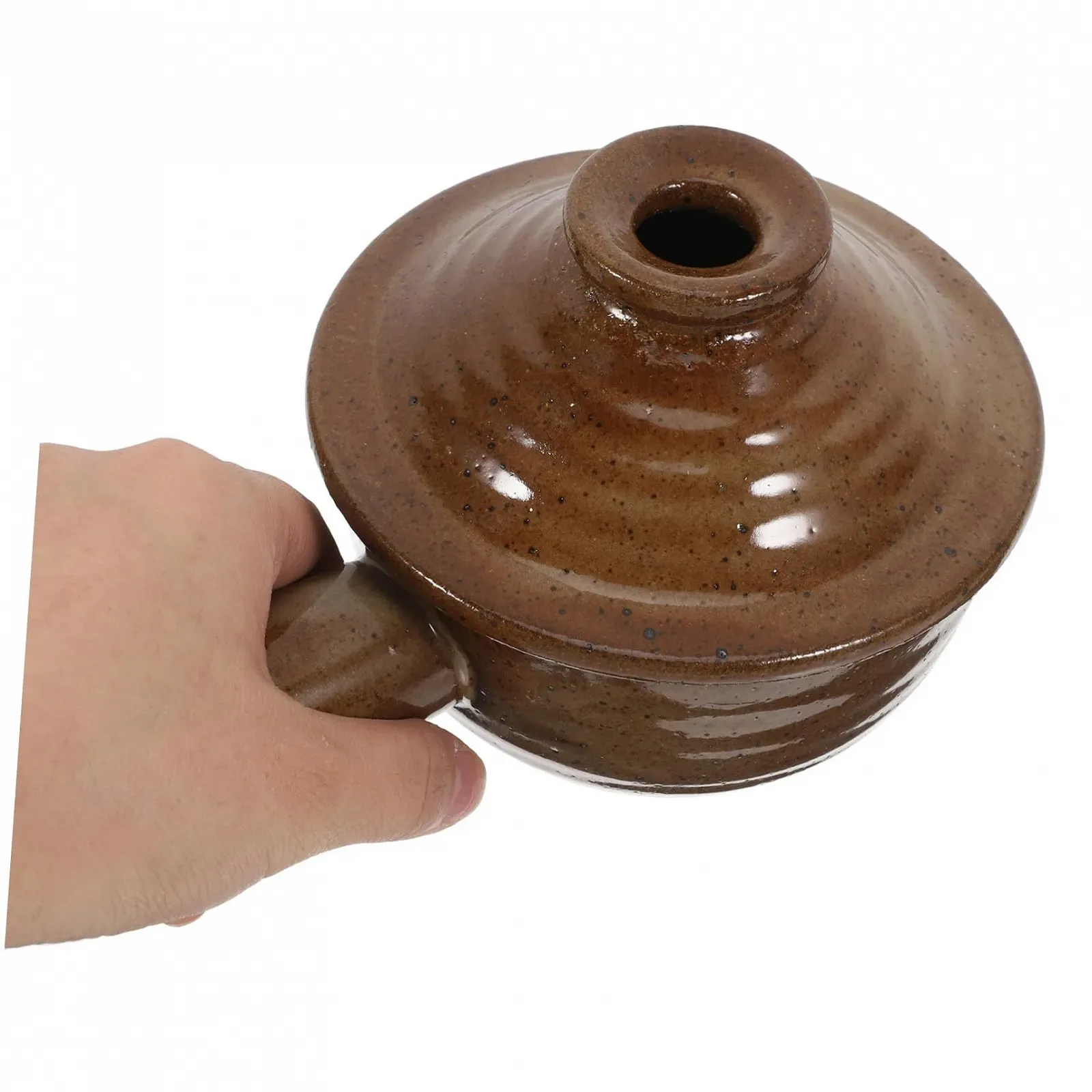 Ківш жаровня VALICLUD з грубої глини з кришкою та ручкою антипригарний для рису та тушкування, фото №3