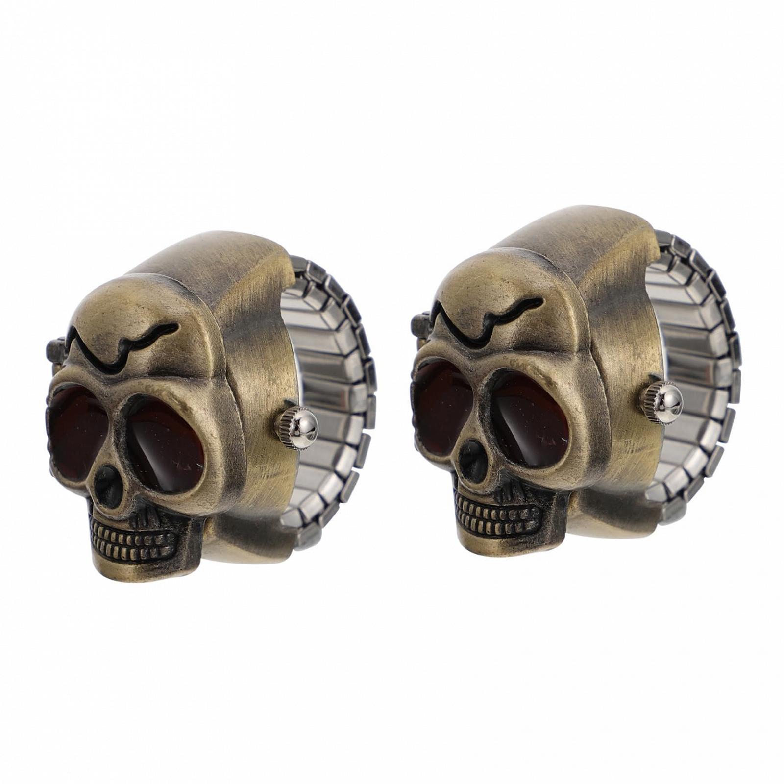 Кольцо-часы OATIPHO Голова призрака, 2 шт. Цифровые часы для женщин, кольца на палец, цинковый сплав, фото №1