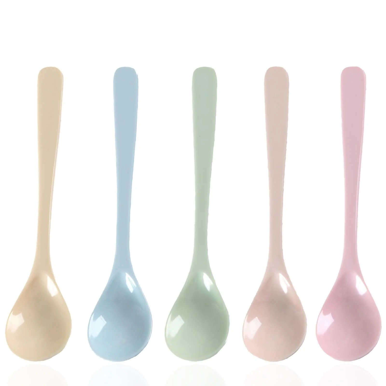 Набір з 5 багаторазових ложок Plastic Colourful, 16 см, різнокольорові, фото №1