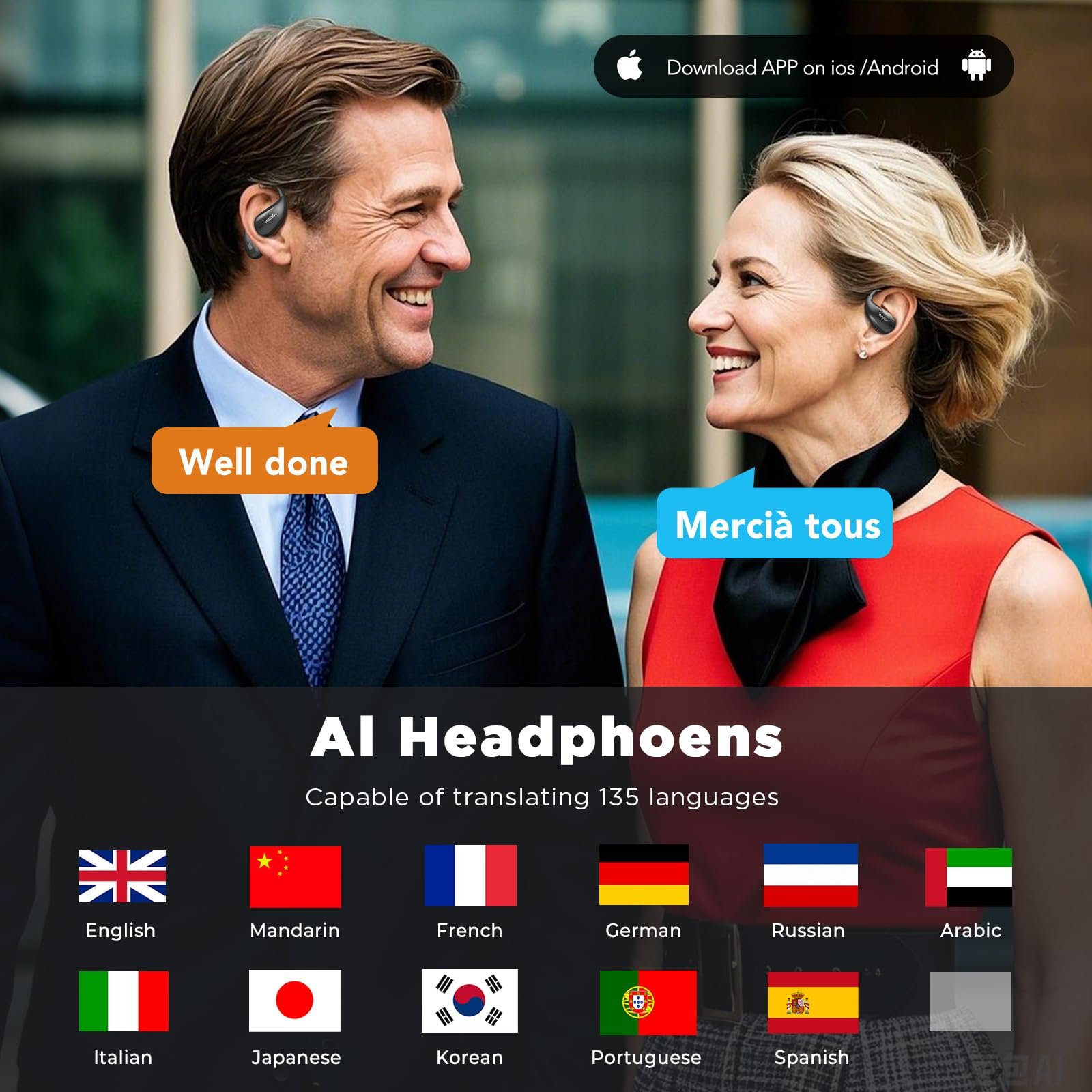 Навушники-перекладач MINISO M95 Ki, відкриті, чорний, фото №7