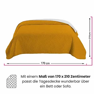 Покривало Wometo 170 x 210 см Мікрофібра Жовтий Світло-сірий стьобаний двосторонній synthetic.ua - Фото 1