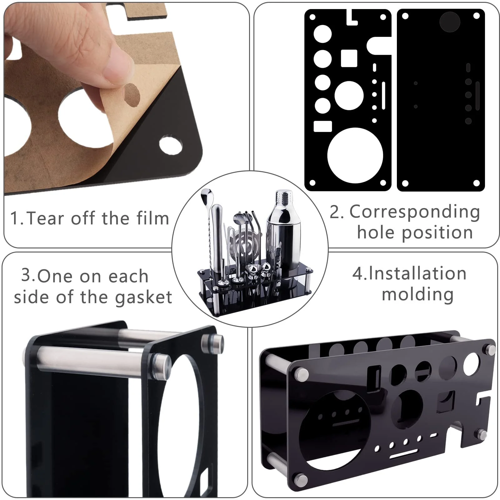 Набор для коктейлей Tonsooze, 18 предметов, из нержавеющей стали, шейкер для коктейлей, фото №4